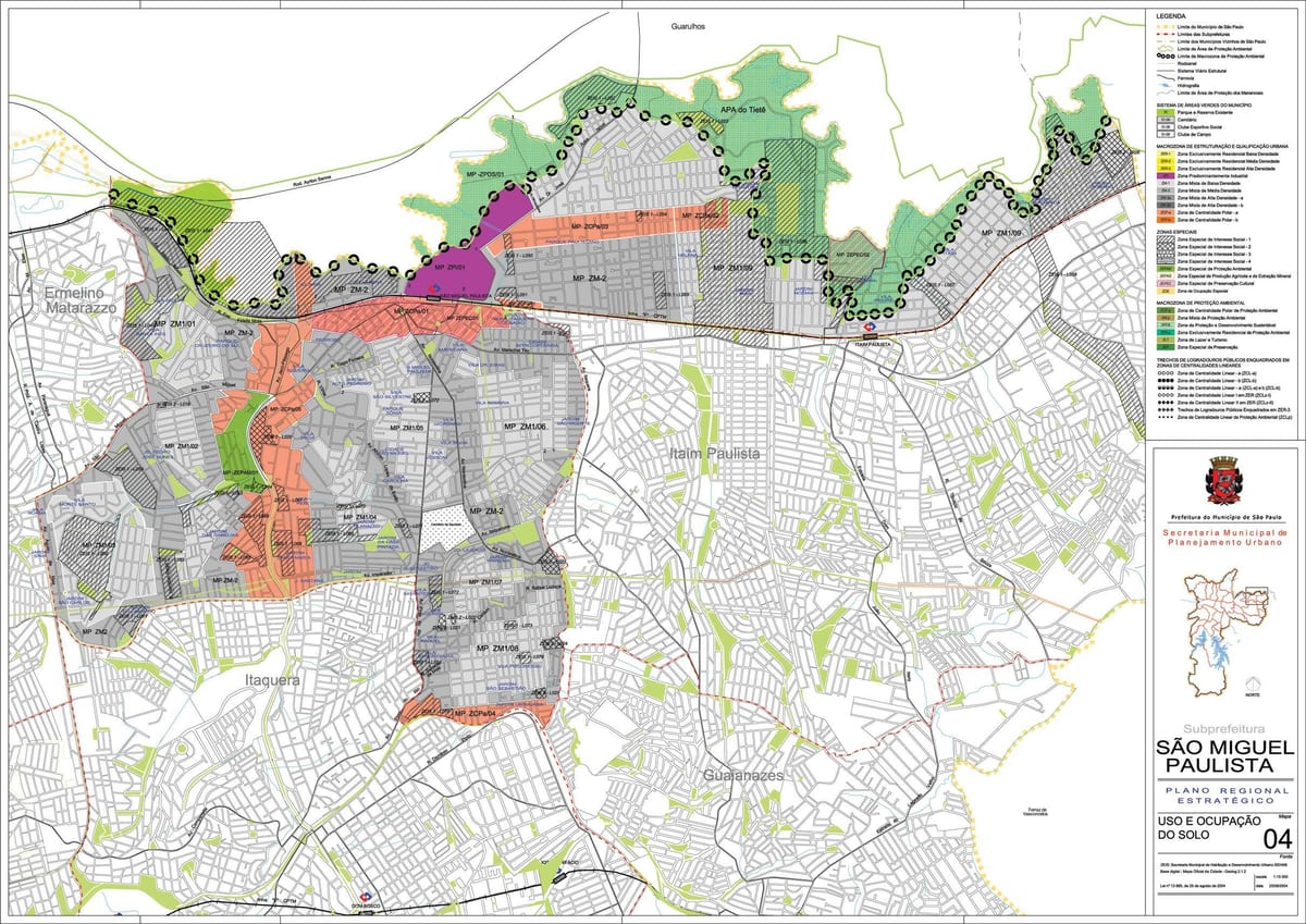 Carte São Miguel Paulista São Paulo - Occupation du sol