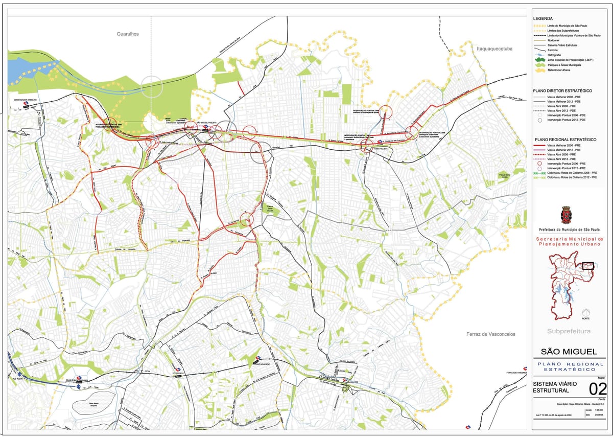 Carte São Miguel Paulista São Paulo - Routes