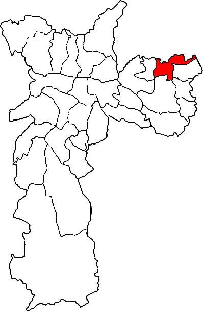 Carte São Miguel Paulista sous-préfecture São Paulo