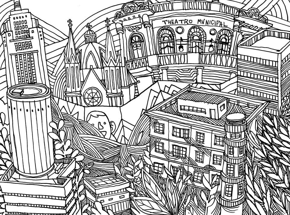 Carte São Paulo à colorier - Centre