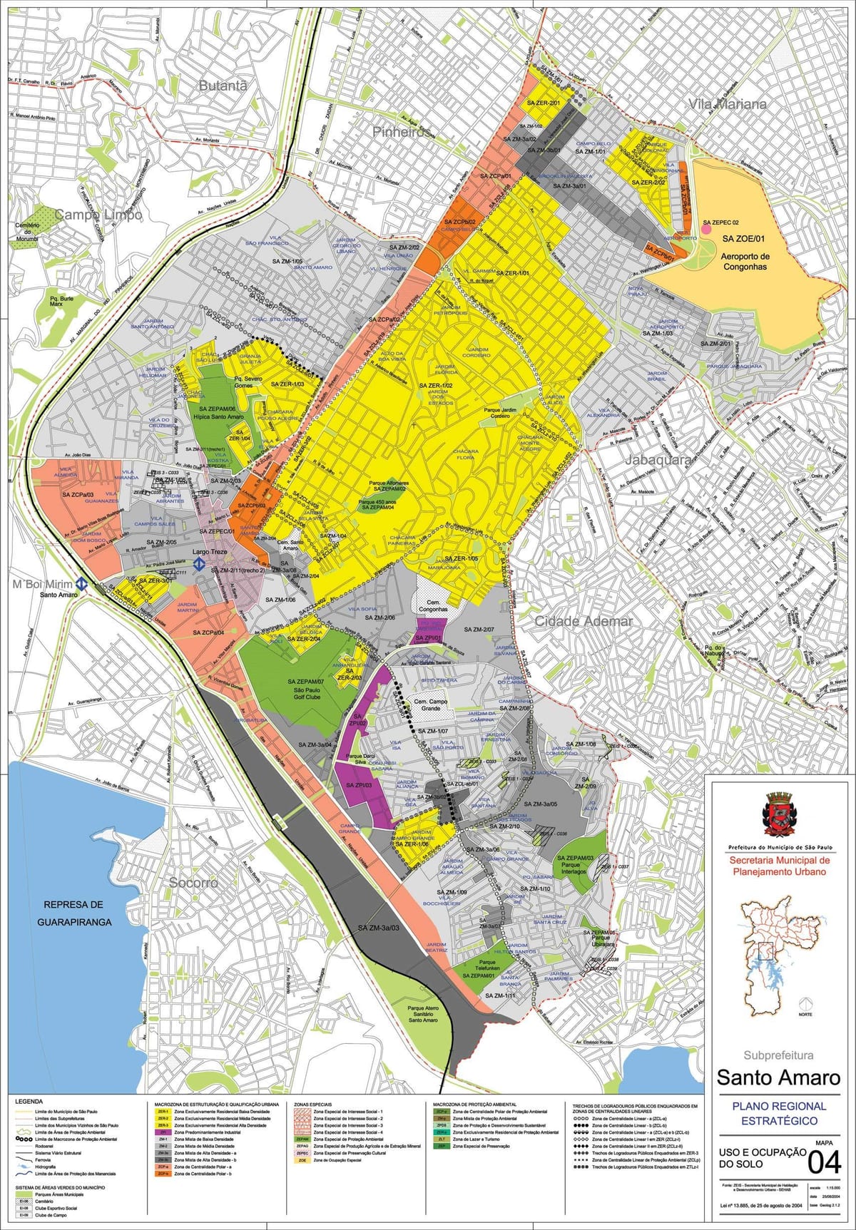 Carte Santo Amaro São Paulo - Occupation du sol