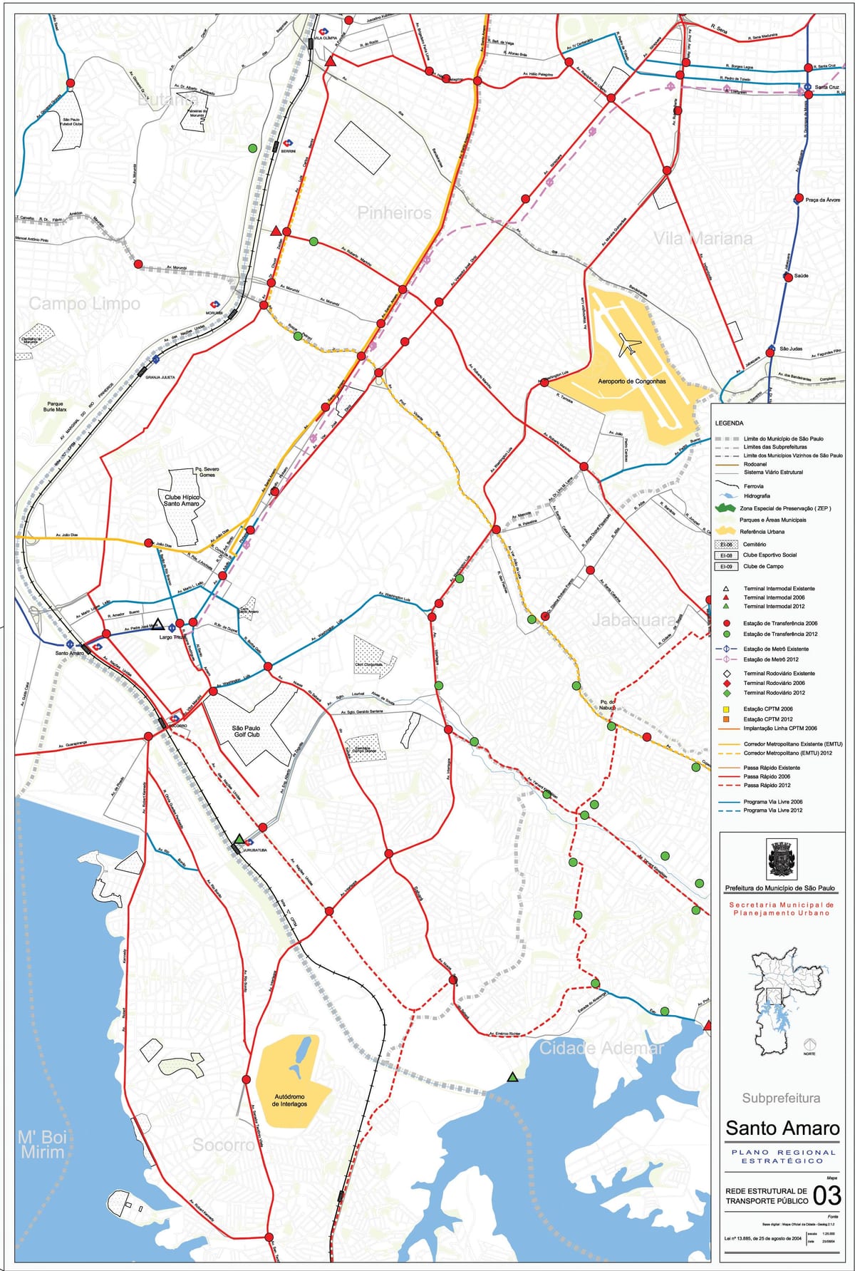Carte Santo Amaro São Paulo - Transports publics