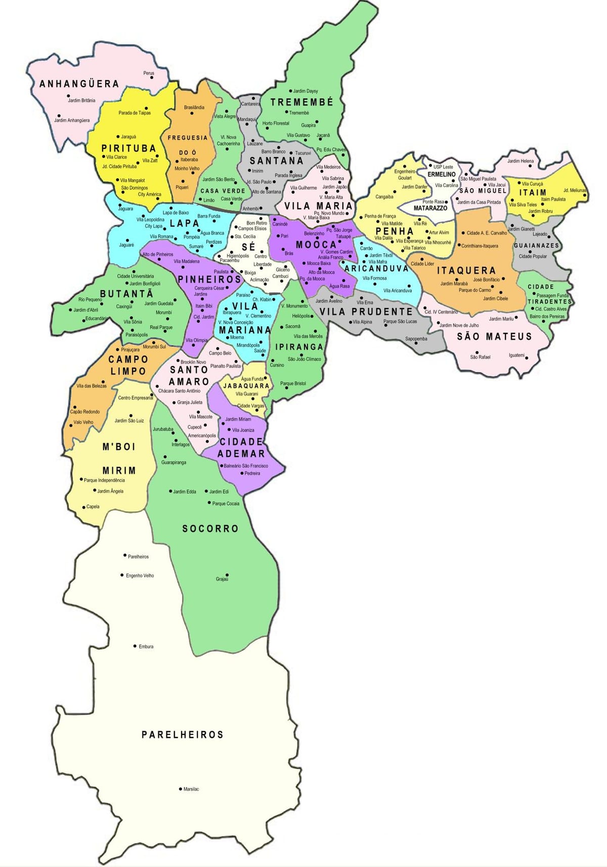 Carte sous-préfectures São Paulo
