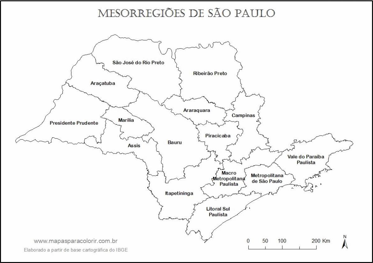 Carte São Paulo vierge - noms régions