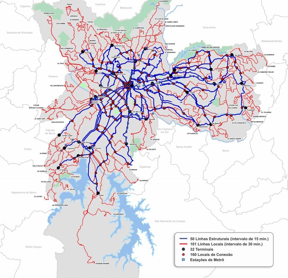 Carte terminaux bus Etat São Paulo