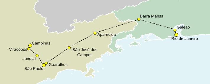 Carte train à grande vitesse São Paulo