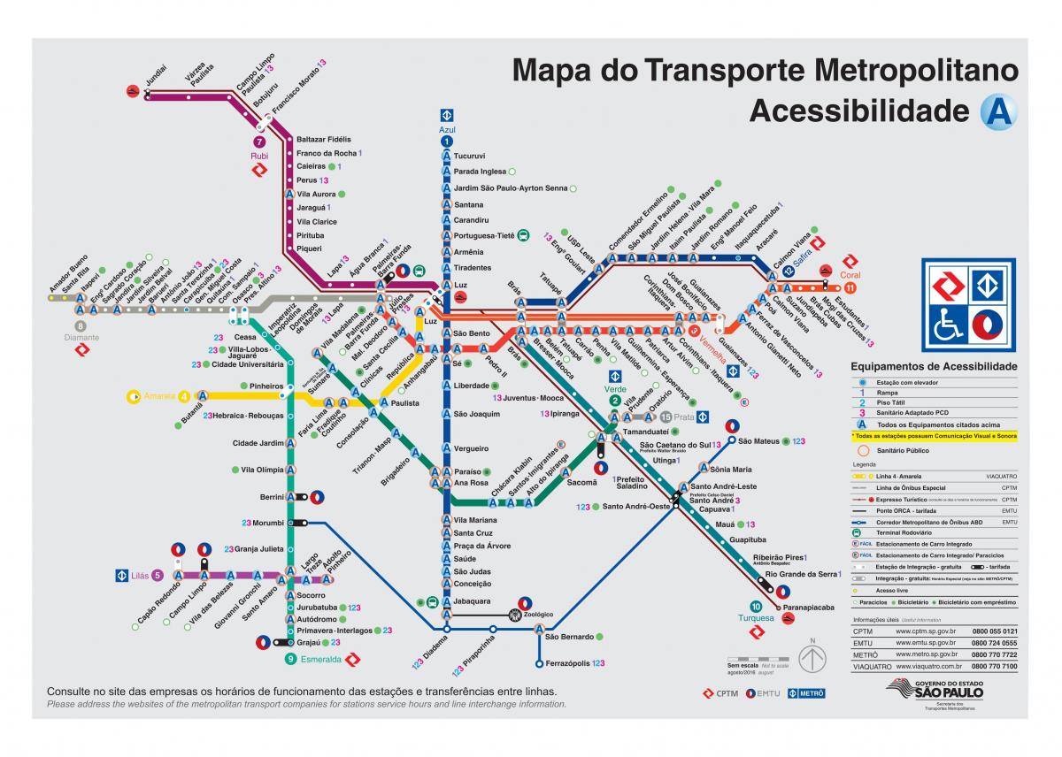 Carte transports Sao Paulo - Accès handicapés