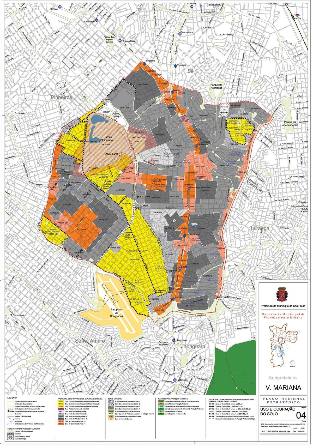 Carte Vila Mariana São Paulo - Occupation du sol