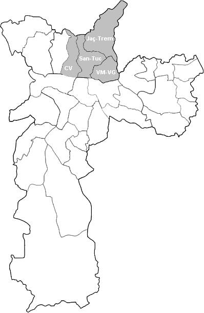 Carte zone Nordeste São Paulo