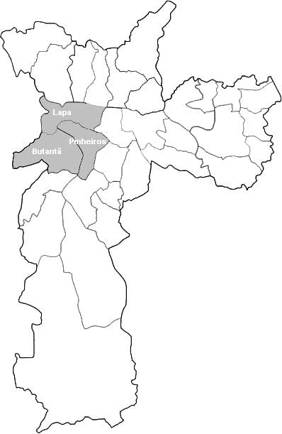 Carte zone Oeste São Paulo