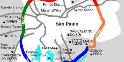 Carte de l'autoroute Mário Covas - SP 21