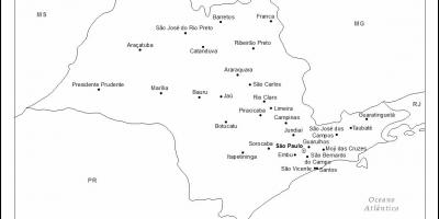 Carte de São Paulo vierge - villes principales