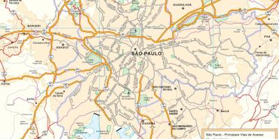 Carte des routes d'accès São Paulo