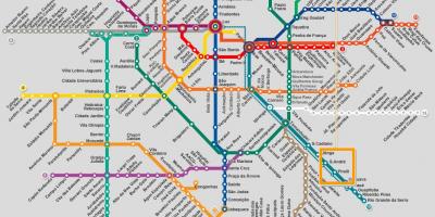 Carte du réseau métro São Paulo
