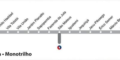 Carte métro São Paulo - Ligne 15 - Argent
