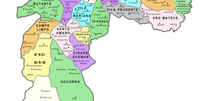 Carte sous-préfectures São Paulo